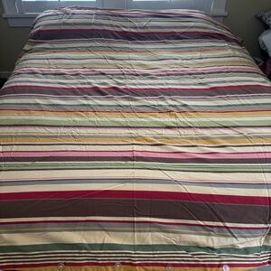 Pottery Barn Duncan Striped Multicolor Reversible Queen Duvet Cover